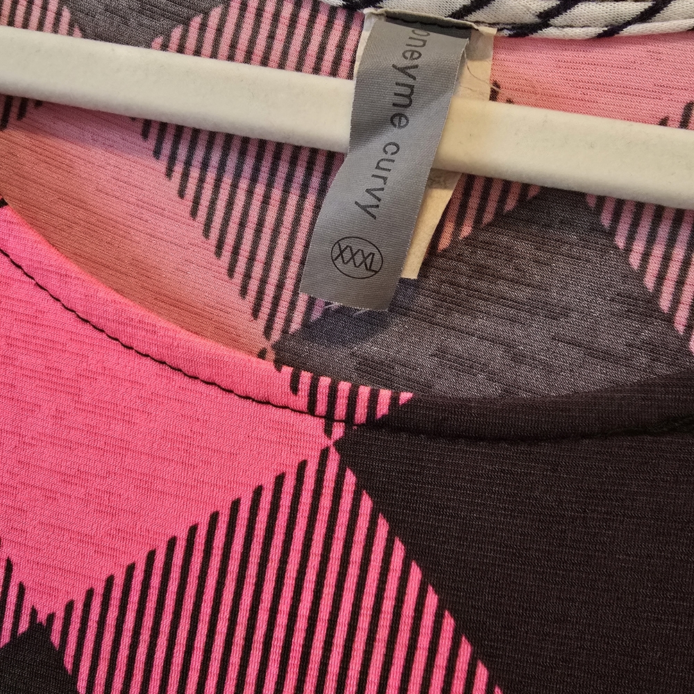 Honeyme Vibrant Pink and Black Plaid Tunic - Picture 2 of 2